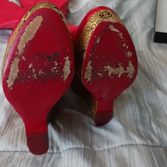 CHANEL PARIS MOSCOU Red Thigh High Boots - Picture 8 of 11